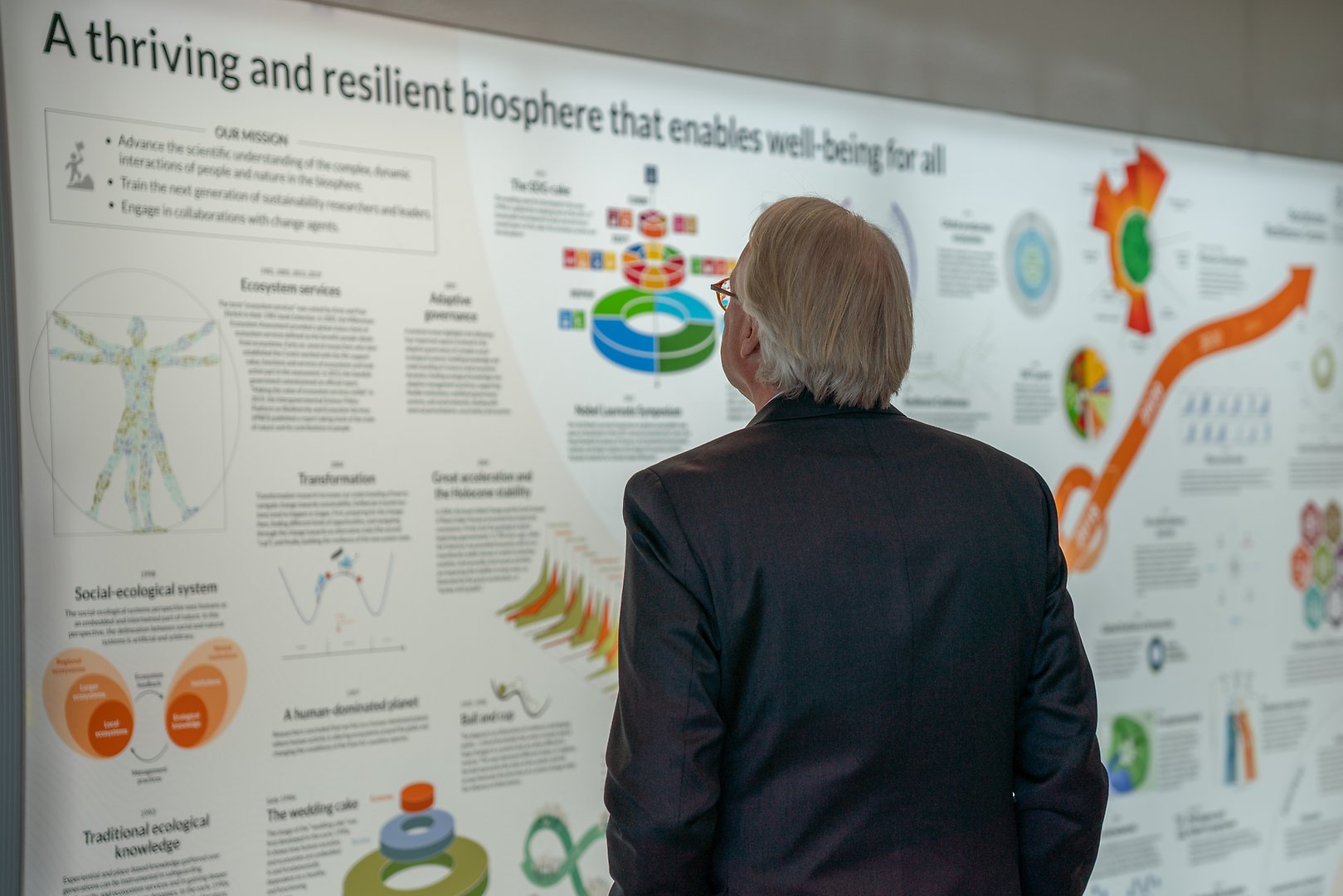 Carl Folke looking at a board